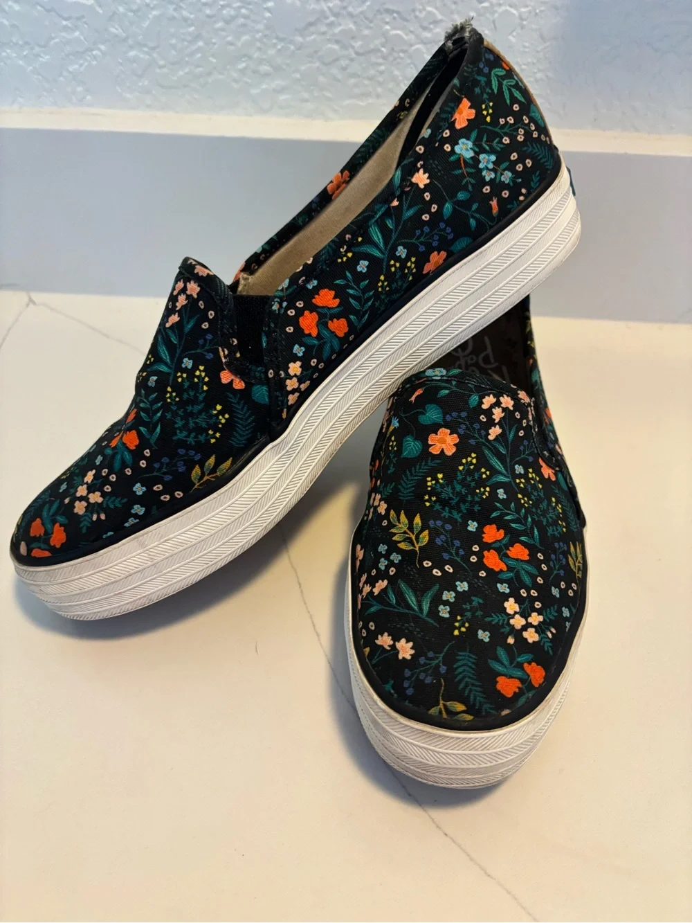 Keds X Rifle Paper Co Collab Womens Shoes Slip On Canvas Floral Casual Sz 9.5